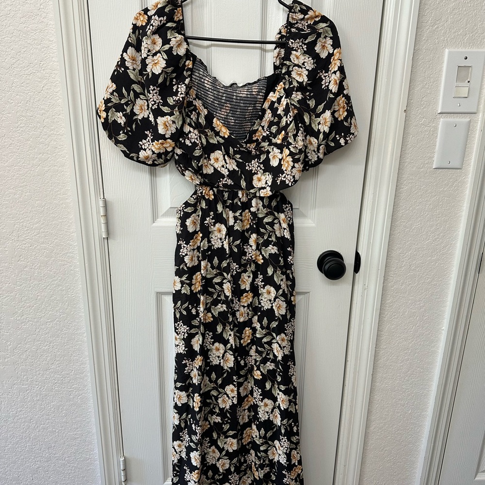 Altar'd State Black Floral Maxi Dress
